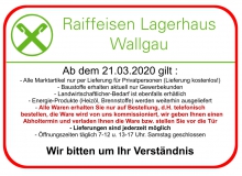 Lagerhaus Wallgau Lieferservice ab 2020-03-21