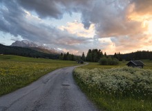 Sonnenuntergang über den Buckelwiesen
